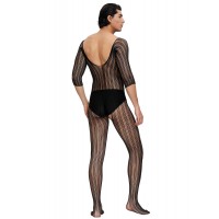 Men's Bodystocking, Striped Pattern, BLK, ONE SIZE 